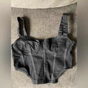 Zara Black Corset Crop Top NWOT